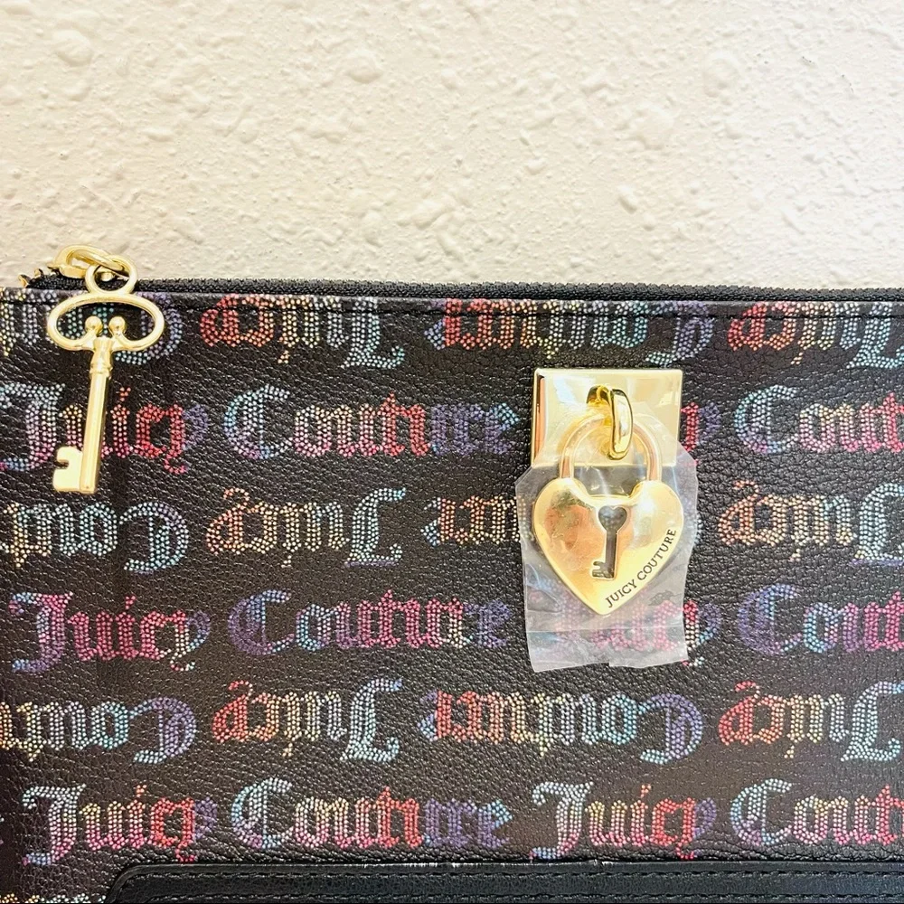Juicy Couture Rainbow Multicolored Logo Wristlet OS NWT